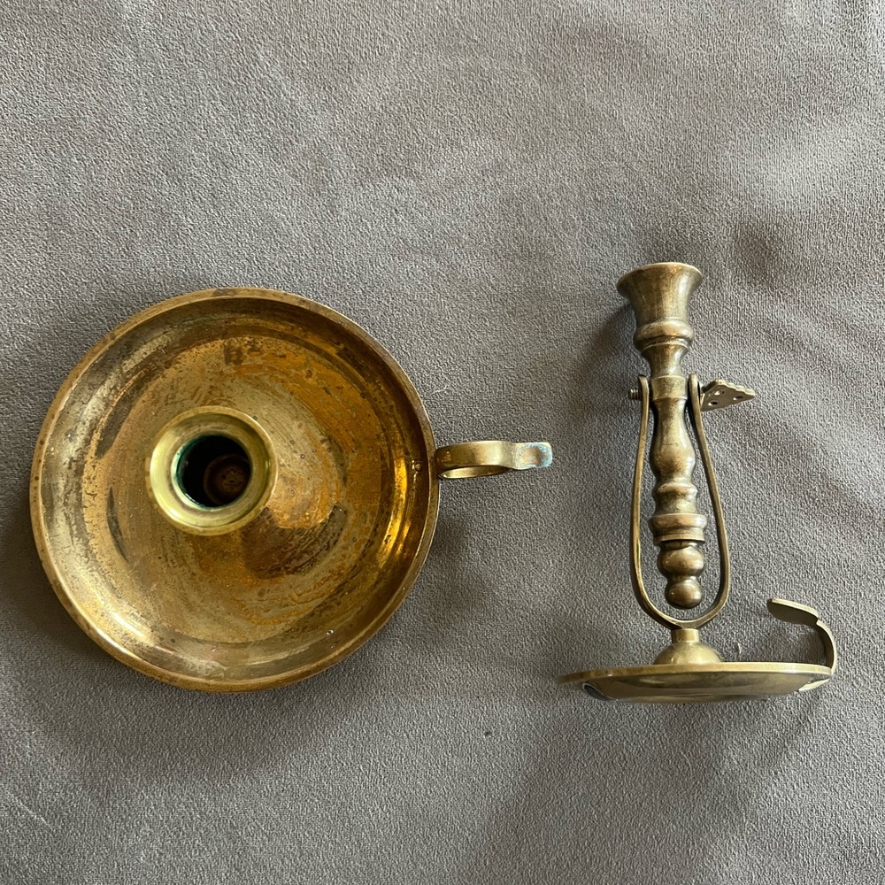 Vintage Brass Candle Holder Set
